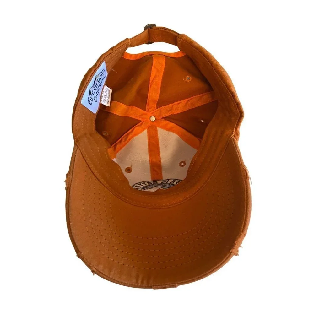 Life is Better in the Mountains Orange Distressed Hat Cap‎ Adjustable